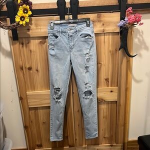 Levi's Sky Blue Ripped Skinny Jeans